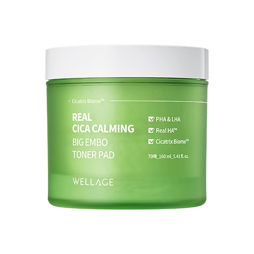 [WELLAGE] REAL CICA CALMING BIG EMBO TONER PAD(70EA)160ML
