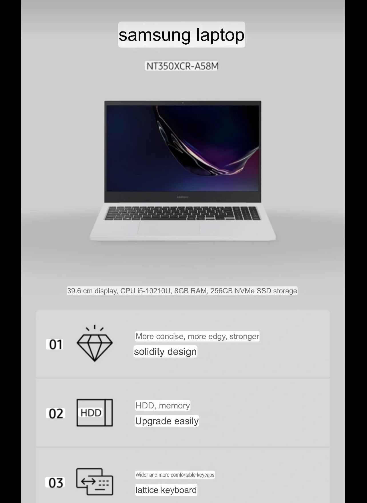 Samsung Electronics Samsung NT350XCR-A58M RAM 8GB 256G